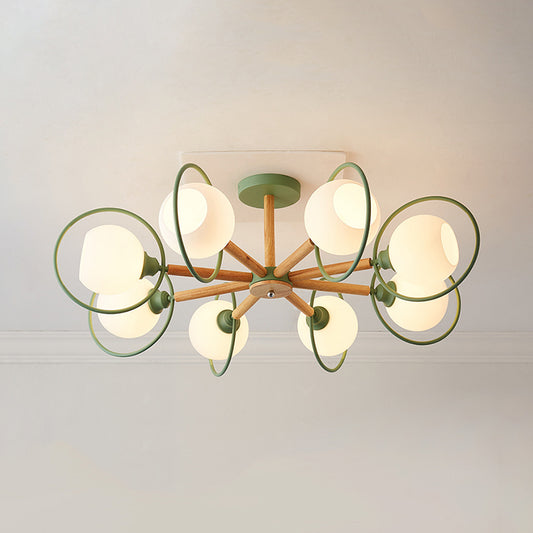 Dining Room Circle Hanging Lights Iron 8 Lights Modern in Green Hanging Pendant Fixture Clearhalo 'Ceiling Lights' 'Chandeliers' Lighting' options 32158