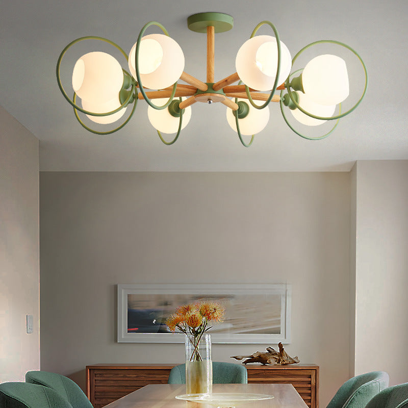 Dining Room Circle Hanging Lights Iron 8 Lights Modern in Green Hanging Pendant Fixture Clearhalo 'Ceiling Lights' 'Chandeliers' Lighting' options 32159