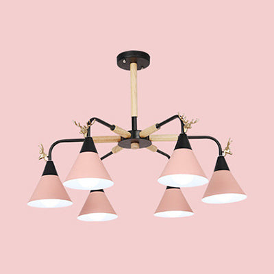 Macaroon Horn Shape Pendant Light Fixture Metal Hanging Lamp Fixture for Bedroom Pink Clearhalo 'Ceiling Lights' 'Chandeliers' Lighting' options 32247_b75c3590-d8d0-426c-86b3-5be14c9e75e6