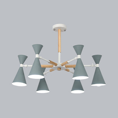 Scandinavian 6 Lights Hanging Lights Horn Shade Metal Hanging Chandelier for Kid Bedroom Clearhalo 'Ceiling Lights' 'Chandeliers' Lighting' options 32278