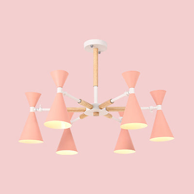 Scandinavian 6 Lights Hanging Lights Horn Shade Metal Hanging Chandelier for Kid Bedroom Clearhalo 'Ceiling Lights' 'Chandeliers' Lighting' options 32279