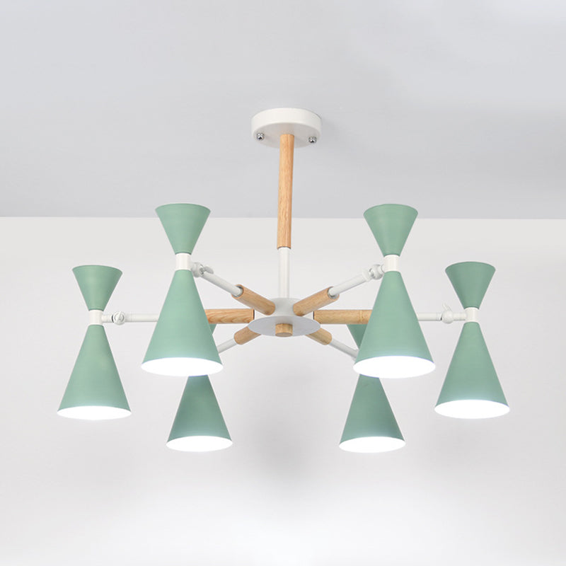 Scandinavian 6 Lights Hanging Lights Horn Shade Metal Hanging Chandelier for Kid Bedroom Clearhalo 'Ceiling Lights' 'Chandeliers' Lighting' options 32281