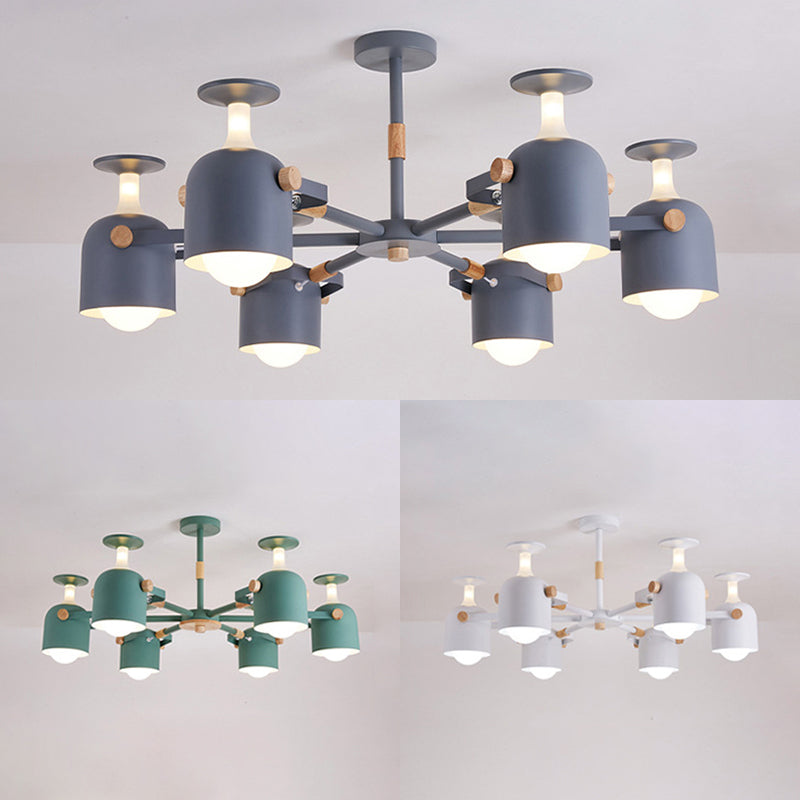 Contemporary Cylinder Hanging Chandelier Metal 6 Lights Hanging Ceiling Lamp for Living Room Clearhalo 'Ceiling Lights' 'Chandeliers' Lighting' options 32332