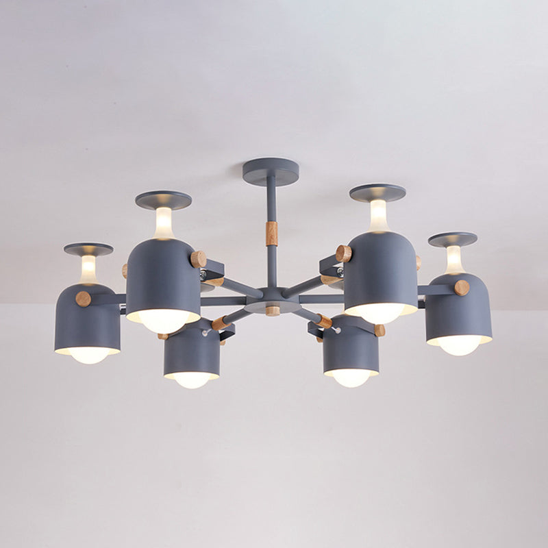 Contemporary Cylinder Hanging Chandelier Metal 6 Lights Hanging Ceiling Lamp for Living Room Clearhalo 'Ceiling Lights' 'Chandeliers' Lighting' options 32333