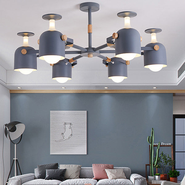 Contemporary Cylinder Hanging Chandelier Metal 6 Lights Hanging Ceiling Lamp for Living Room Clearhalo 'Ceiling Lights' 'Chandeliers' Lighting' options 32334