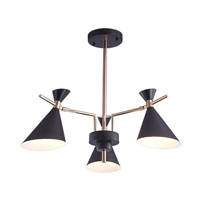 Nordic Horn Shape Hanging Light Metal 3 Lights Hanging Pendant Lamp for Bedroom Black Clearhalo 'Ceiling Lights' 'Chandeliers' Lighting' options 32381_6b5043df-d65f-4c4e-b5dc-aee085ae5ad5