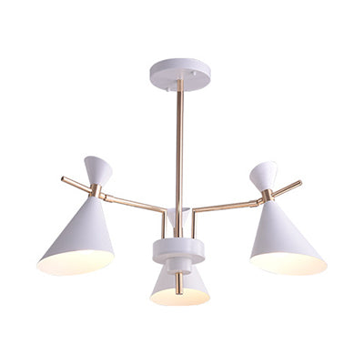 Nordic Horn Shape Hanging Light Metal 3 Lights Hanging Pendant Lamp for Bedroom White Clearhalo 'Ceiling Lights' 'Chandeliers' Lighting' options 32382_df2777c1-1698-44de-9f51-802d327bc089