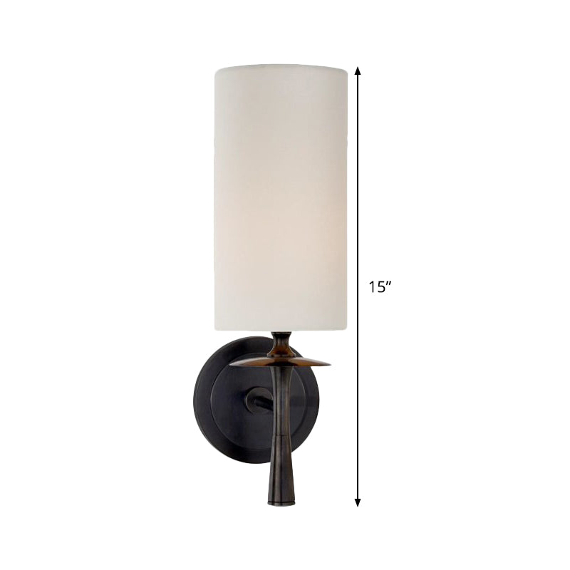 Modern 1 Head Wall Lighting Black Cylindrical Sconce Light Fixture with White Glass Shade Clearhalo 'Cast Iron' 'Glass' 'Industrial' 'Modern wall lights' 'Modern' 'Tiffany' 'Traditional wall lights' 'Wall Lamps & Sconces' 'Wall Lights' Lighting' 324129
