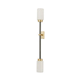 2 Heads Living Room Sconce Light Modernism Gold Wall Mount Lamp with Tube White Glass Shade Clearhalo 'Cast Iron' 'Glass' 'Industrial' 'Modern wall lights' 'Modern' 'Tiffany' 'Traditional wall lights' 'Wall Lamps & Sconces' 'Wall Lights' Lighting' 324153