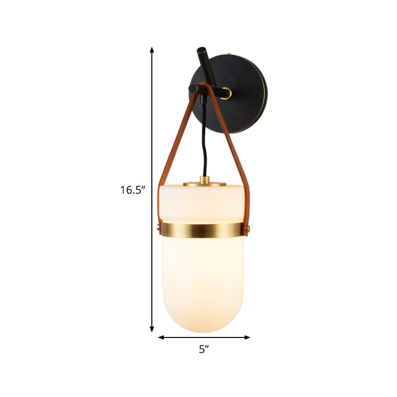 Pill Capsule Wall Lighting Contemporary Cream Glass 1 Bulb Bedside Sconce Light Fixture Clearhalo 'Cast Iron' 'Glass' 'Industrial' 'Modern wall lights' 'Modern' 'Tiffany' 'Traditional wall lights' 'Wall Lamps & Sconces' 'Wall Lights' Lighting' 324159