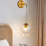 1 Head Round Sconce Contemporary Clear Dimpled Blown Glass Wall Mounted Lamp in Gold Clearhalo 'Cast Iron' 'Glass' 'Industrial' 'Modern wall lights' 'Modern' 'Tiffany' 'Traditional wall lights' 'Wall Lamps & Sconces' 'Wall Lights' Lighting' 324266