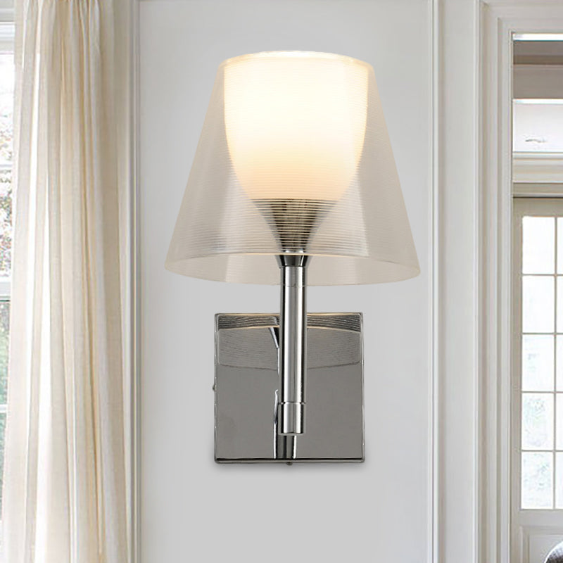 Contemporary Flared Wall Lighting White Glass 1 Bulb Living Room Sconce Light Fixture Clearhalo 'Cast Iron' 'Glass' 'Industrial' 'Modern wall lights' 'Modern' 'Tiffany' 'Traditional wall lights' 'Wall Lamps & Sconces' 'Wall Lights' Lighting' 324289