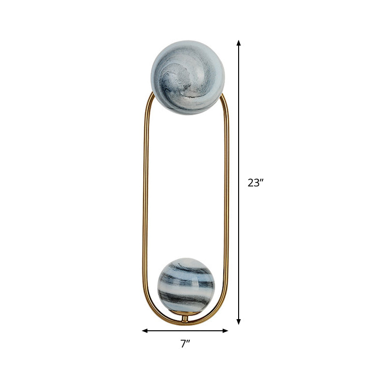 Oval Wall Lighting Modernism Metal 2 Bulbs Gold Sconce Light Fixture for Living Room Clearhalo 'Cast Iron' 'Glass' 'Industrial' 'Modern wall lights' 'Modern' 'Tiffany' 'Traditional wall lights' 'Wall Lamps & Sconces' 'Wall Lights' Lighting' 324297