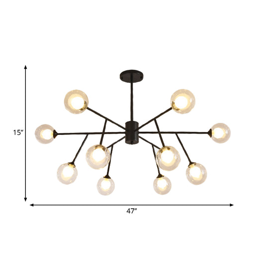 Contemporary 12/15/18 Lights Chandelier Lighting with Clear Glass Shade Black/Gold Ball Ceiling Pendant Lamp Clearhalo 'Ceiling Lights' 'Chandeliers' 'Glass shade' 'Glass' 'Modern Chandeliers' 'Modern' Lighting' 324318