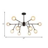 Contemporary 12/15/18 Lights Chandelier Lighting with Clear Glass Shade Black/Gold Ball Ceiling Pendant Lamp Clearhalo 'Ceiling Lights' 'Chandeliers' 'Glass shade' 'Glass' 'Modern Chandeliers' 'Modern' Lighting' 324318