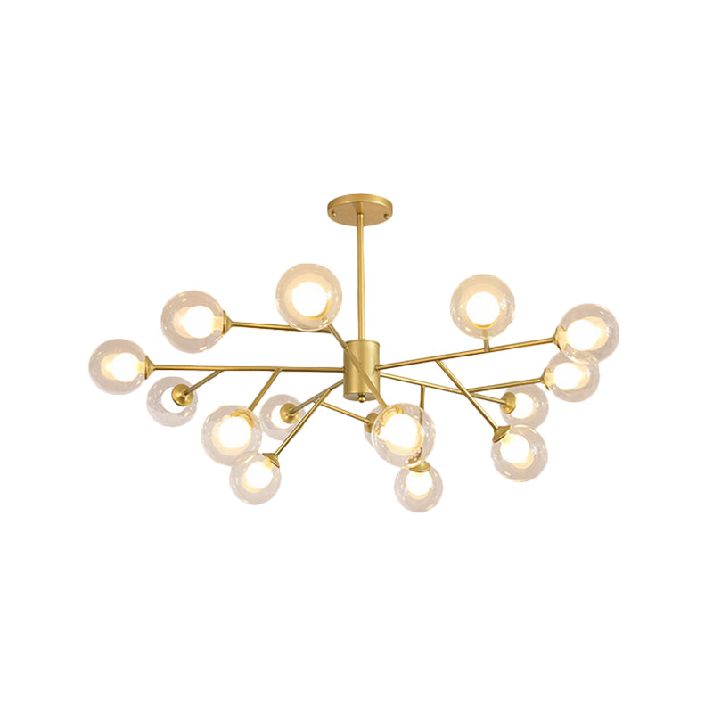 Contemporary 12/15/18 Lights Chandelier Lighting with Clear Glass Shade Black/Gold Ball Ceiling Pendant Lamp Clearhalo 'Ceiling Lights' 'Chandeliers' 'Glass shade' 'Glass' 'Modern Chandeliers' 'Modern' Lighting' 324327