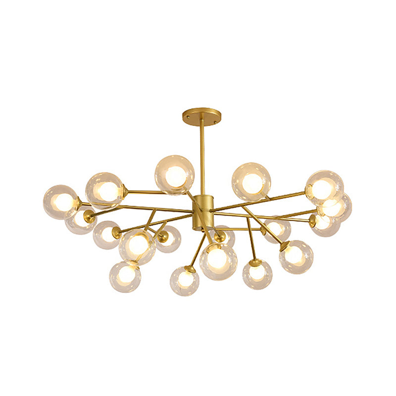 Contemporary 12/15/18 Lights Chandelier Lighting with Clear Glass Shade Black/Gold Ball Ceiling Pendant Lamp Clearhalo 'Ceiling Lights' 'Chandeliers' 'Glass shade' 'Glass' 'Modern Chandeliers' 'Modern' Lighting' 324329