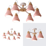 Pink Pyramid Hanging Lamp Fixture 3/6/8 Lights Modern Nordic Metal Chandelier for Kindergarten Clearhalo 'Ceiling Lights' 'Chandeliers' Lighting' options 32432