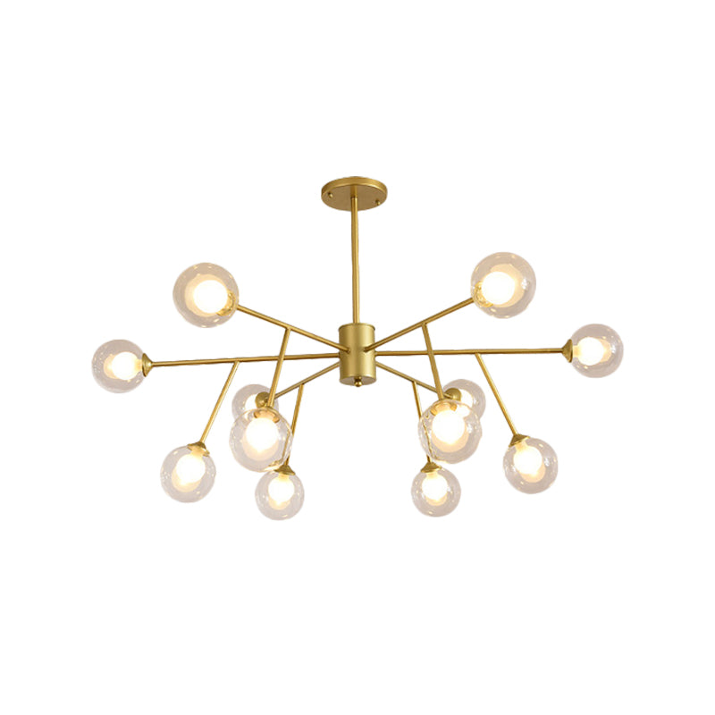 Contemporary 12/15/18 Lights Chandelier Lighting with Clear Glass Shade Black/Gold Ball Ceiling Pendant Lamp Clearhalo 'Ceiling Lights' 'Chandeliers' 'Glass shade' 'Glass' 'Modern Chandeliers' 'Modern' Lighting' 324331