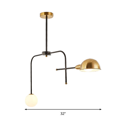 Metal Armed Hanging Chandelier Modern 2/4 Bulbs Black and Gold Ceiling Suspension Lamp Clearhalo 'Ceiling Lights' 'Chandeliers' 'Modern Chandeliers' 'Modern' Lighting' 324378