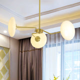 Gold Circular Ceiling Chandelier Contemporary 3 Heads Opal Glass Hanging Pendant Light Clearhalo 'Ceiling Lights' 'Chandeliers' 'Close To Ceiling Lights' 'Glass shade' 'Glass' 'Modern Chandeliers' 'Modern' Lighting' 324390