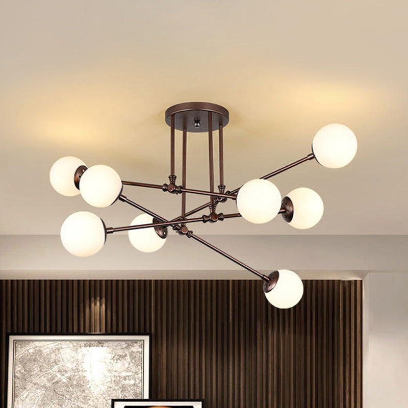 Coffee Bubble Ceiling Chandelier Contemporary 8 Bulbs Opal Glass Hanging Pendant Light Clearhalo 'Ceiling Lights' 'Chandeliers' 'Glass shade' 'Glass' 'Modern Chandeliers' 'Modern' Lighting' 324468