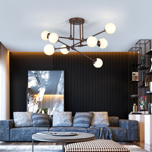 Coffee Bubble Ceiling Chandelier Contemporary 8 Bulbs Opal Glass Hanging Pendant Light Clearhalo 'Ceiling Lights' 'Chandeliers' 'Glass shade' 'Glass' 'Modern Chandeliers' 'Modern' Lighting' 324469
