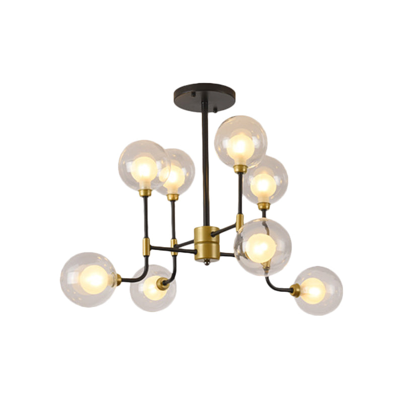Modern Orb Hanging Chandelier Clear Glass 8/16 Bulbs Suspended Lighting Fixture in Black and Gold Clearhalo 'Ceiling Lights' 'Chandeliers' 'Glass shade' 'Glass' 'Modern Chandeliers' 'Modern' Lighting' 324475