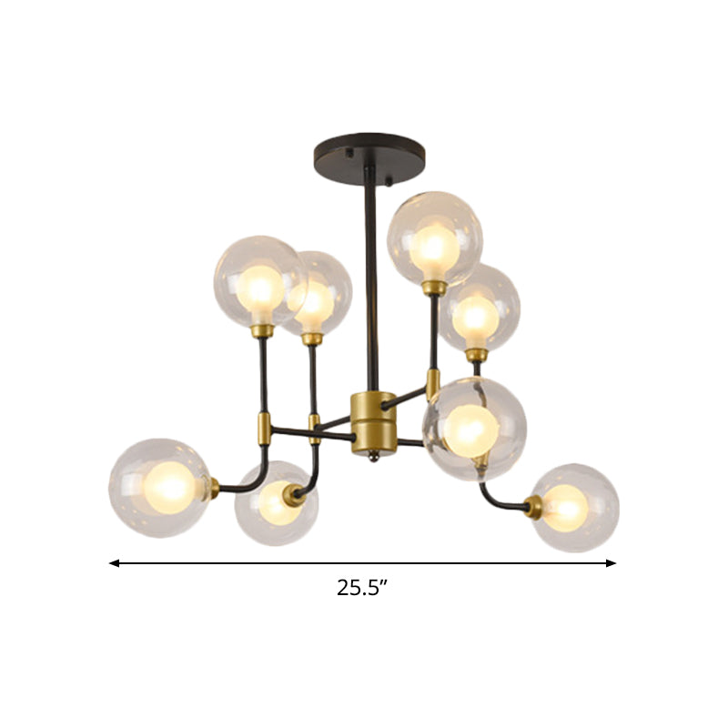 Modern Orb Hanging Chandelier Clear Glass 8/16 Bulbs Suspended Lighting Fixture in Black and Gold Clearhalo 'Ceiling Lights' 'Chandeliers' 'Glass shade' 'Glass' 'Modern Chandeliers' 'Modern' Lighting' 324476