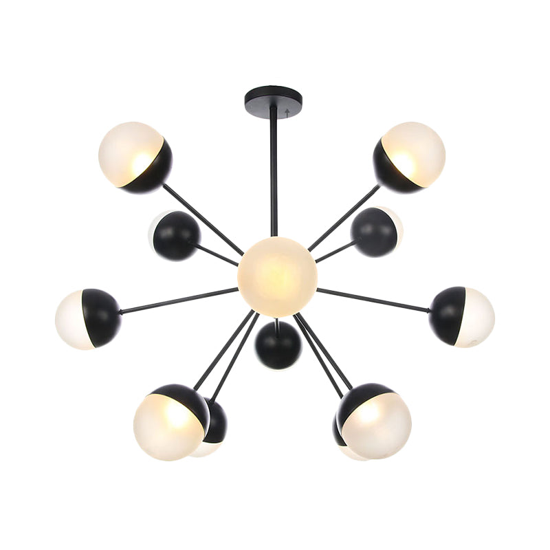 Frosted Glass Bubbly Chandelier Light Contemporary 12 Heads Ceiling Suspension Lamp in Black Clearhalo 'Ceiling Lights' 'Chandeliers' 'Glass shade' 'Glass' 'Modern Chandeliers' 'Modern' Lighting' 324517