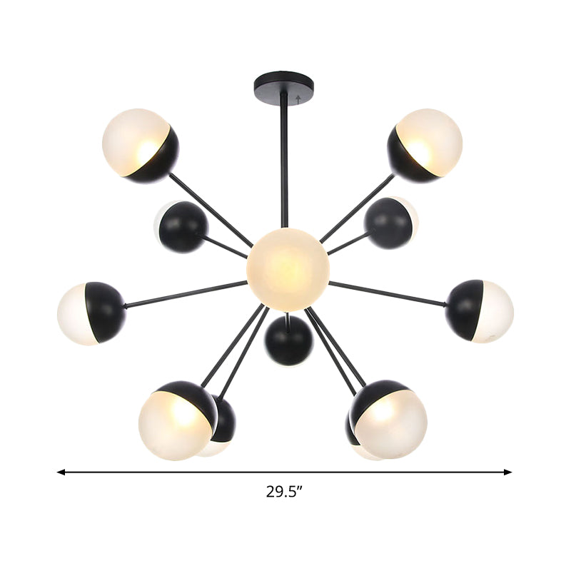 Frosted Glass Bubbly Chandelier Light Contemporary 12 Heads Ceiling Suspension Lamp in Black Clearhalo 'Ceiling Lights' 'Chandeliers' 'Glass shade' 'Glass' 'Modern Chandeliers' 'Modern' Lighting' 324518