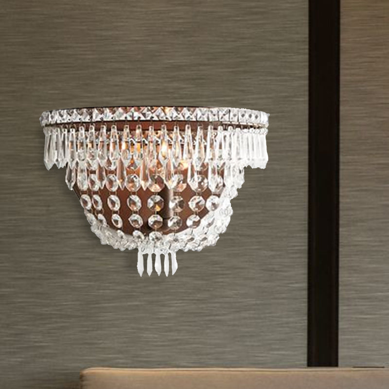 Translucent Crystal Basket Wall Sconce Modernist 1 Head LED Wall Lighting Fixture for Bedroom Clear Clearhalo 'Modern wall lights' 'Modern' 'Wall Lamps & Sconces' 'Wall Lights' Lighting' 324565