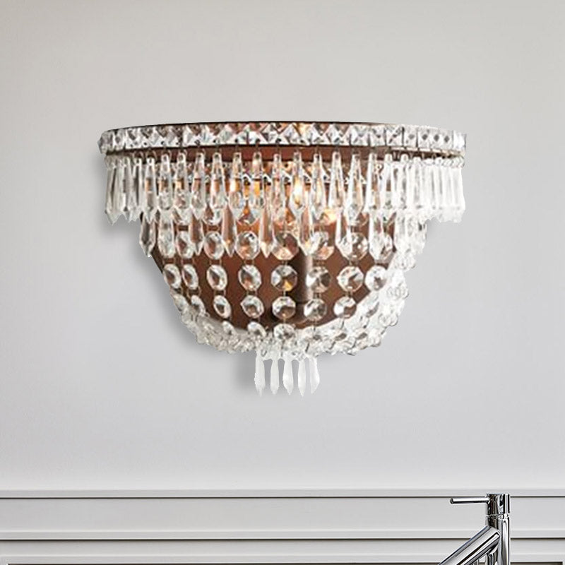 Translucent Crystal Basket Wall Sconce Modernist 1 Head LED Wall Lighting Fixture for Bedroom Clearhalo 'Modern wall lights' 'Modern' 'Wall Lamps & Sconces' 'Wall Lights' Lighting' 324566