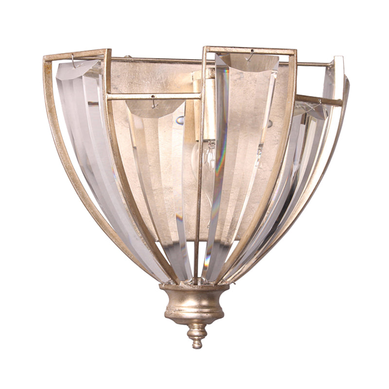 Antique Silver Curved Wall Sconce Modernist 1 Bulb Clear Crystal LED Wall Light Fixture Clearhalo 'Modern wall lights' 'Modern' 'Wall Lamps & Sconces' 'Wall Lights' Lighting' 324582