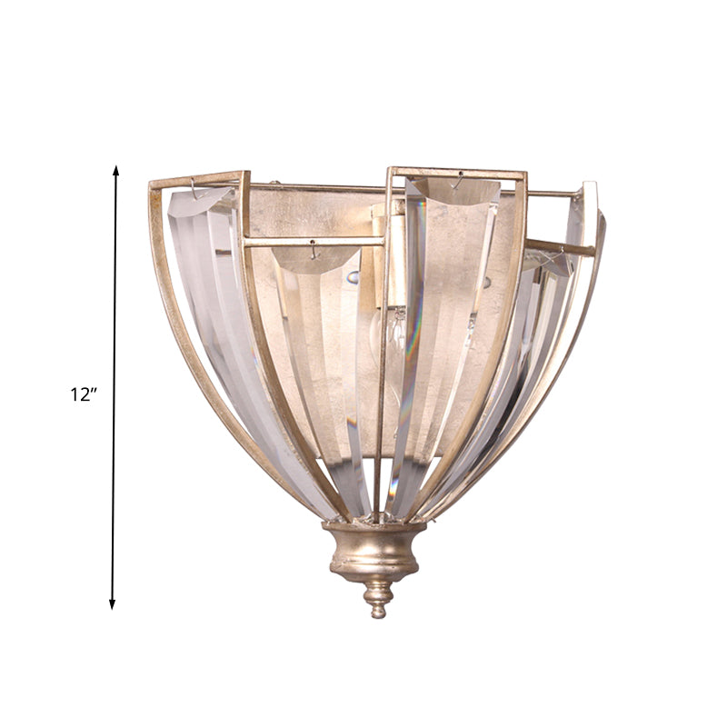 Antique Silver Curved Wall Sconce Modernist 1 Bulb Clear Crystal LED Wall Light Fixture Clearhalo 'Modern wall lights' 'Modern' 'Wall Lamps & Sconces' 'Wall Lights' Lighting' 324584