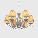 Light Blue 6 Heads Chandelier Light Traditionalism Fabric Conical LED Suspended Lighting Fixture Clearhalo 'Ceiling Lights' 'Chandeliers' Lighting' options 324668