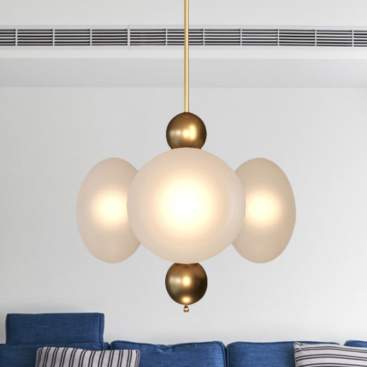 Gold Round Chandelier Light Modernism 4 Heads Frosted Glass Ceiling Suspension Lamp Gold Clearhalo 'Ceiling Lights' 'Chandeliers' 'Glass shade' 'Glass' 'Modern Chandeliers' 'Modern' Lighting' 324709