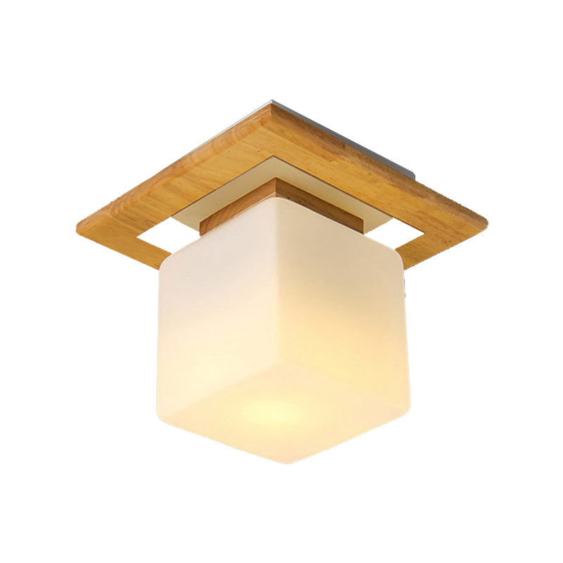 Opal Glass Square/Cylinder Flush Mount Light Simple 1 Light Ceiling Mounted Fixture in White Clearhalo 'Ceiling Lights' 'Close To Ceiling Lights' 'Close to ceiling' 'Flush mount' Lighting' 324837