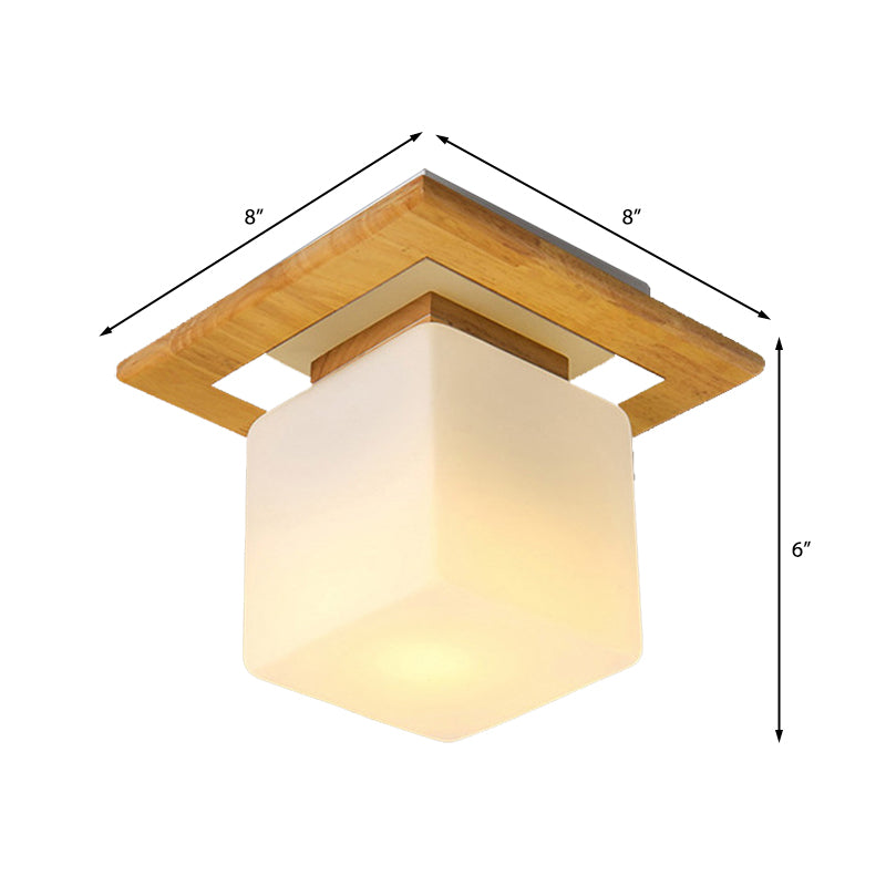 Opal Glass Square/Cylinder Flush Mount Light Simple 1 Light Ceiling Mounted Fixture in White Clearhalo 'Ceiling Lights' 'Close To Ceiling Lights' 'Close to ceiling' 'Flush mount' Lighting' 324838