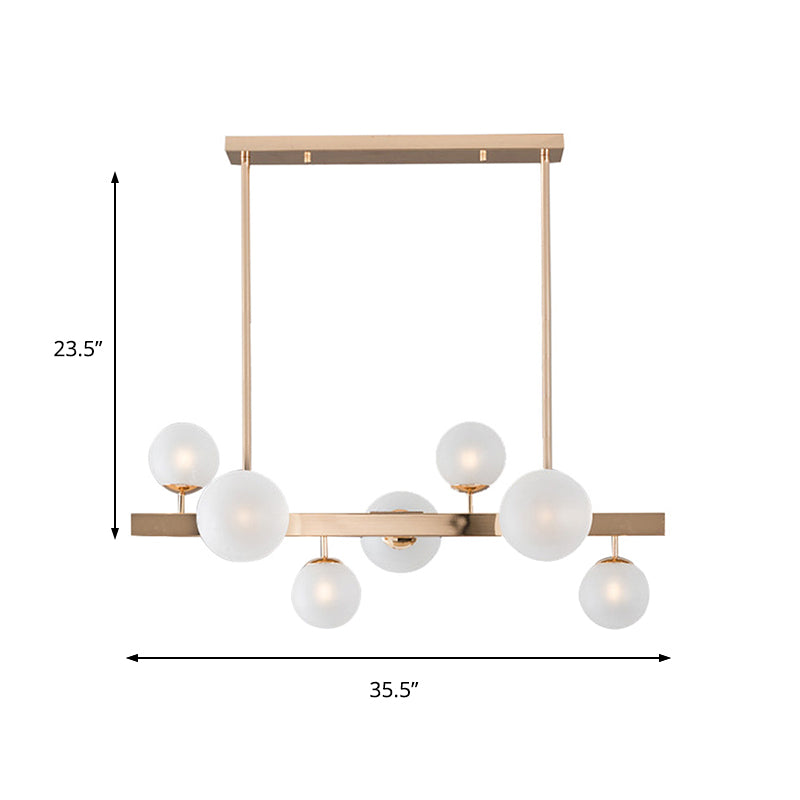 Frosted Glass Round Island Lighting Contemporary 7 Heads Pendant Light Fixture in Gold Clearhalo 'Ceiling Lights' 'Chandeliers' 'Glass shade' 'Glass' 'Island Lights' Lighting' 324888