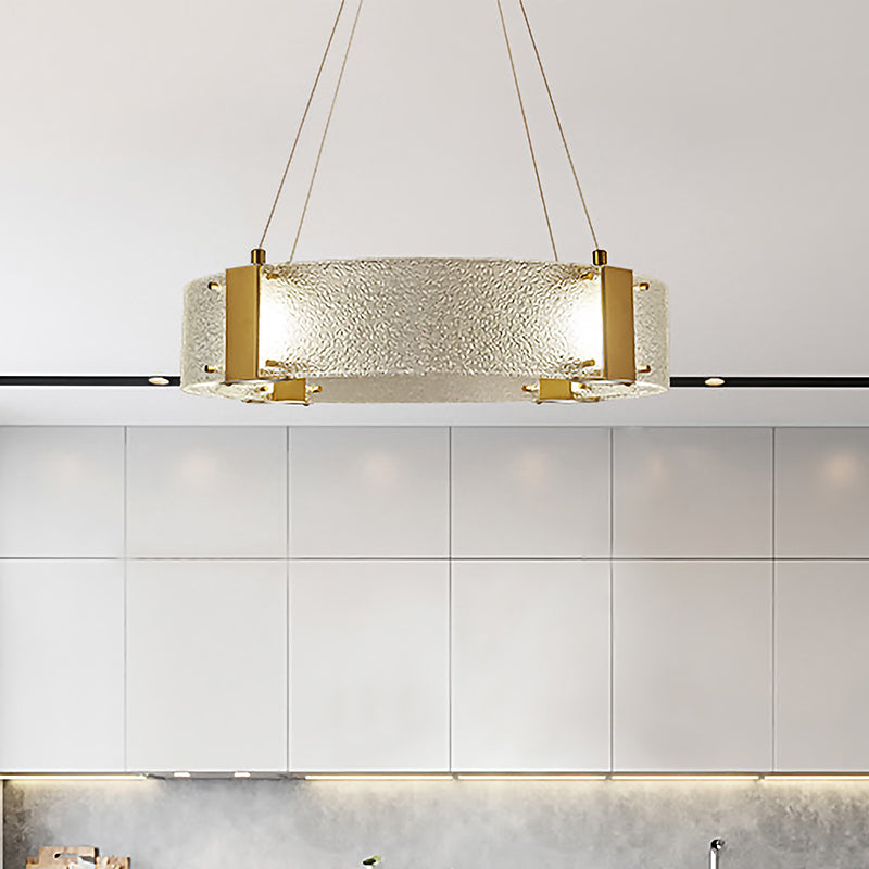 Circular Pendant Chandelier Modernist Frosted Glass 6 Heads Gold Ceiling Suspension Lamp Gold Clearhalo 'Ceiling Lights' 'Chandeliers' 'Glass shade' 'Glass' 'Modern Chandeliers' 'Modern' Lighting' 324918