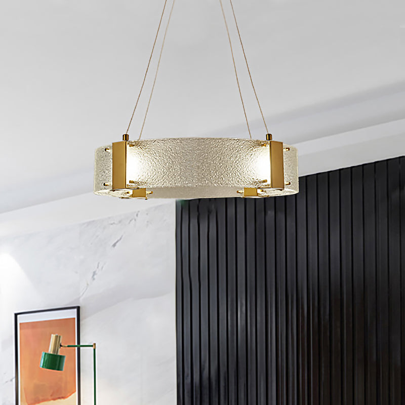 Circular Pendant Chandelier Modernist Frosted Glass 6 Heads Gold Ceiling Suspension Lamp Clearhalo 'Ceiling Lights' 'Chandeliers' 'Glass shade' 'Glass' 'Modern Chandeliers' 'Modern' Lighting' 324919