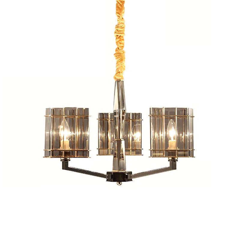 Modernism Triangle Chandelier Light Smoked Glass 3 Bulbs Dining Room Ceiling Suspension Lamp Clearhalo 'Ceiling Lights' 'Chandeliers' 'Glass shade' 'Glass' 'Modern Chandeliers' 'Modern' Lighting' 324933