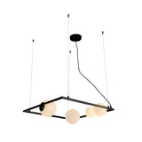 Black Frame Chandelier Lamp Modern 4 Heads Metal Pendant Light Fixture with Opal Glass Shade Clearhalo 'Ceiling Lights' 'Chandeliers' 'Modern Chandeliers' 'Modern' Lighting' 324945