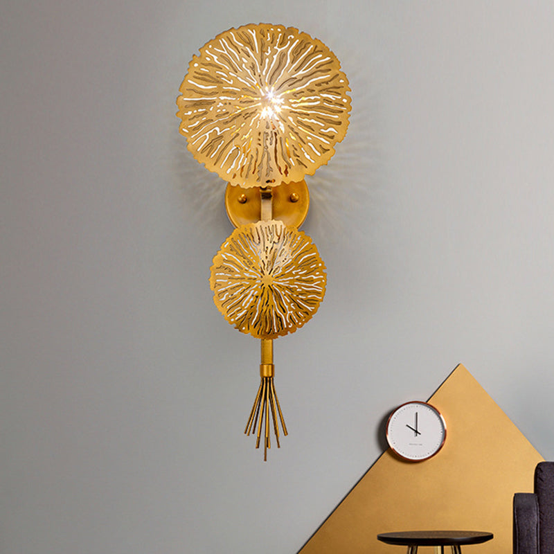 Circular Wall Lighting Contemporary Metal 1 Bulb Gold Sconce Light Fixture for Living Room Clearhalo 'Cast Iron' 'Glass' 'Industrial' 'Modern wall lights' 'Modern' 'Tiffany' 'Traditional wall lights' 'Wall Lamps & Sconces' 'Wall Lights' Lighting' 325028