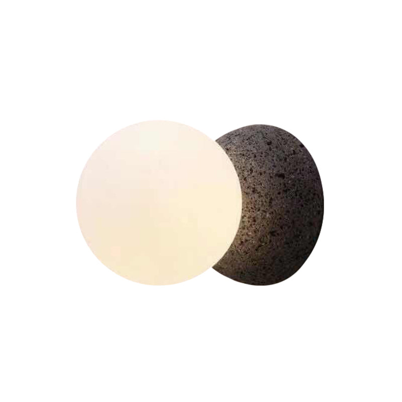 Minimalism 1 Bulb Wall Ligting Grey Spherical Sconce Light Fixture with Opal Glass Shade Clearhalo 'Cast Iron' 'Glass' 'Industrial' 'Modern wall lights' 'Modern' 'Tiffany' 'Traditional wall lights' 'Wall Lamps & Sconces' 'Wall Lights' Lighting' 325127
