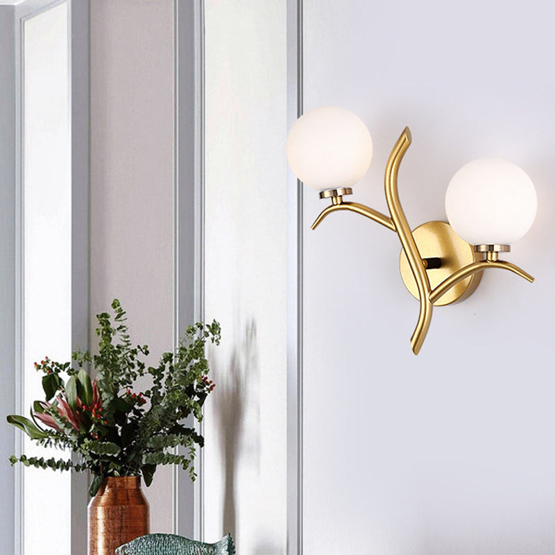 Branch Wall Lighting Modernist Metal 2 Bulbs Sconce Light Fixture in Gold for Living Room Clearhalo 'Cast Iron' 'Glass' 'Industrial' 'Modern wall lights' 'Modern' 'Tiffany' 'Traditional wall lights' 'Wall Lamps & Sconces' 'Wall Lights' Lighting' 325144