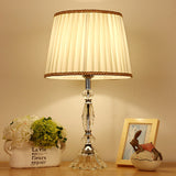 1 Light Pleated Shade Table Lamp Traditional White Fabric Night Light with Crystal Base White Clearhalo 'Lamps' 'Table Lamps' Lighting' 325196