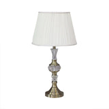 Single Bulb Night Light Simple Tapered Fabric Table Lamp in White for Dining Room with Crystal Deco Clearhalo 'Lamps' 'Table Lamps' Lighting' 325282