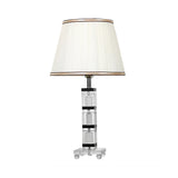 Pleated Shade Fabric Nightstand Lamp Simple Single Head Bedroom Table Light in White with Crystal Base Clearhalo 'Lamps' 'Table Lamps' Lighting' 325302